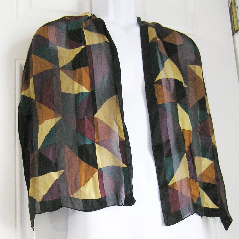Lovely Bill Blass Colorblock Scarf 56" X  12"